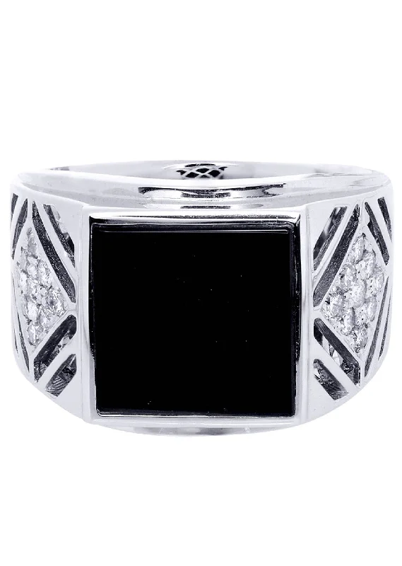 Cluster - Style Women's Diamond Rings with Multiple Small Diamonds Arranged in a Stunning PatternWhite Gold Mens Diamond Ring| 0.47 Carats| 12.25 Grams