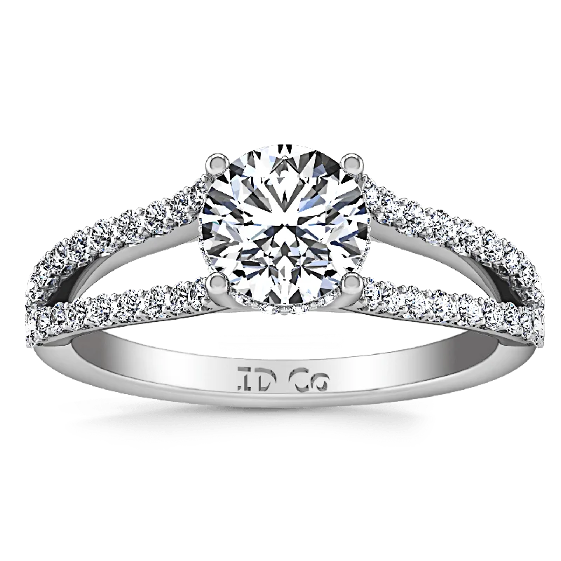 Boho - Style Women's Rings with Turquoise and Leather AccentsRound Diamond Pave Engagement Ring Fantasia 14K White Gold