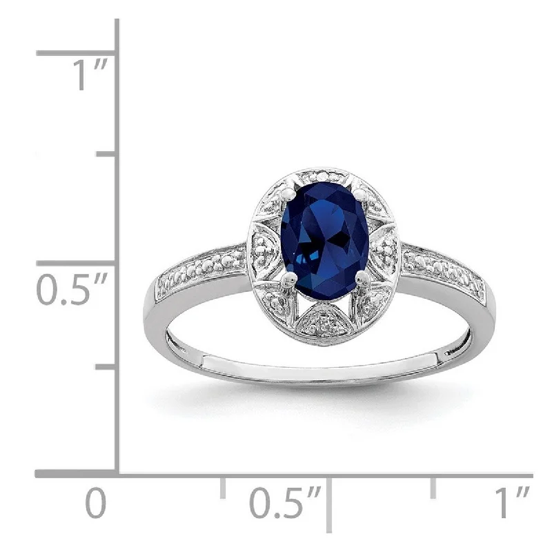 Women's Diamond Rings with Opal Inlays and Diamond Accents for a Mysterious and Iridescent LookCurata 925 Sterling Silver Polished Diamond and Created Sapphire Ring