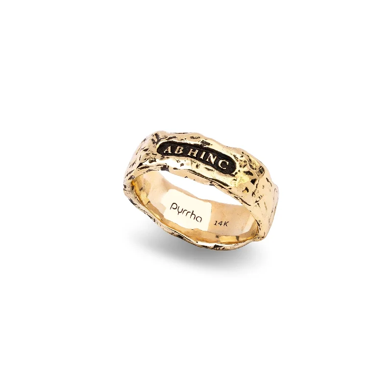 Magnetic Clasp Women's Rings for Easy Wearing and RemovalFrom Here On Wide 14K Gold Textured Band Ring Magnetic Clasp Women's Rings for Easy Wearing and RemovalFrom Here On Wide 14K Gold Textured Band Ring