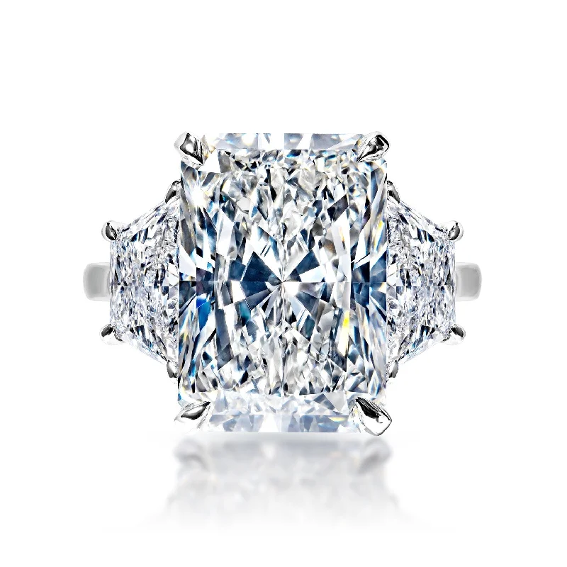 Women's Diamond Rings with Side - Stone Pave Setting for a Sparkling and Continuous ShineLeoda 10 Carat G VS1 Radiant Cut Lab Grown Diamond Engagement Ring in Platinum. IGI Certified Women's Diamond Rings with Side - Stone Pave Setting for a Sparkling and Continuous ShineLeoda 10 Carat G VS1 Radiant Cut Lab Grown Diamond Engagement Ring in Platinum. IGI Certified
