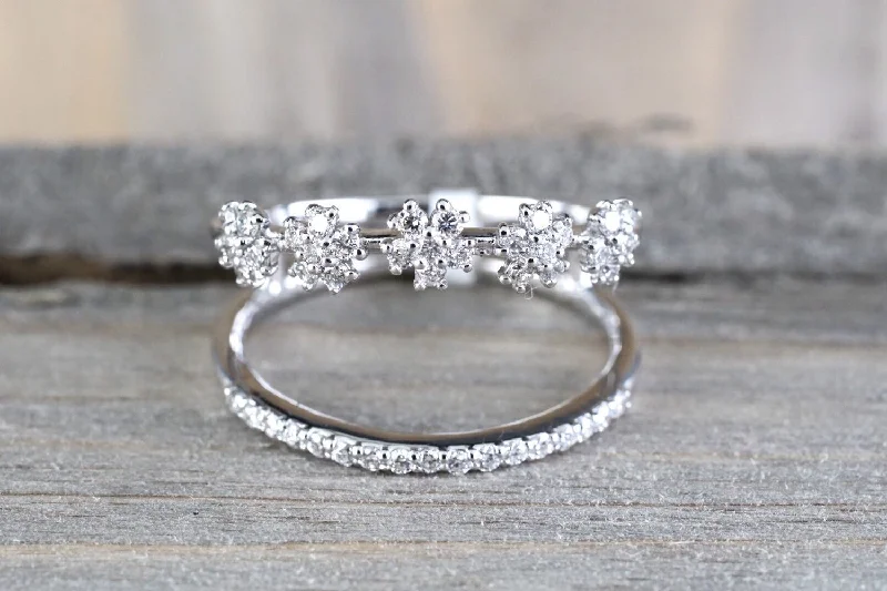 Men's citrine - studded rings for a sunny yellow shade18k White Gold Open Diamond 2 Band Row Spaced Ring Fun Fashion Love Promise Flower Thin Men's citrine - studded rings for a sunny yellow shade18k White Gold Open Diamond 2 Band Row Spaced Ring Fun Fashion Love Promise Flower Thin
