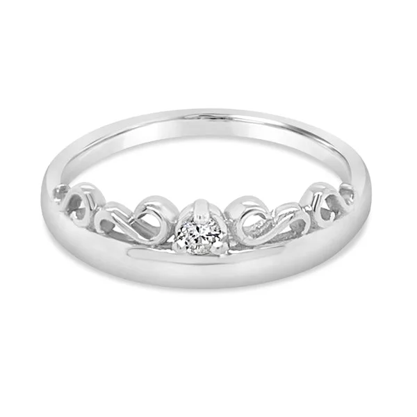 Cathedral - Style Women's Diamond Rings with a Raised Center Setting and Elaborate Metalwork9ct White Gold Coronet Filigree Diamond Ring Cathedral - Style Women's Diamond Rings with a Raised Center Setting and Elaborate Metalwork9ct White Gold Coronet Filigree Diamond Ring