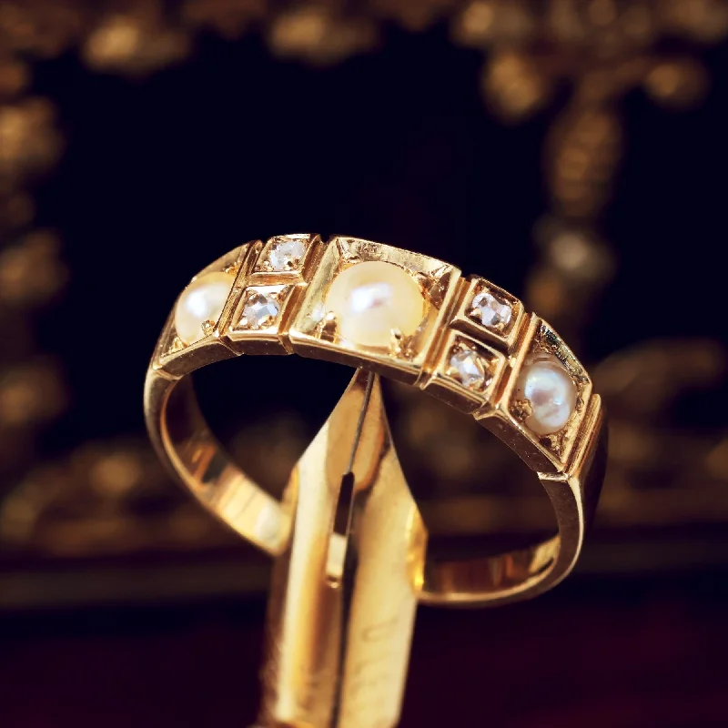 Floral - Patterned Women's Rings in 18K Yellow Gold for a Feminine LookAntique Victorian Diamond & Pearl Ring Floral - Patterned Women's Rings in 18K Yellow Gold for a Feminine LookAntique Victorian Diamond & Pearl Ring