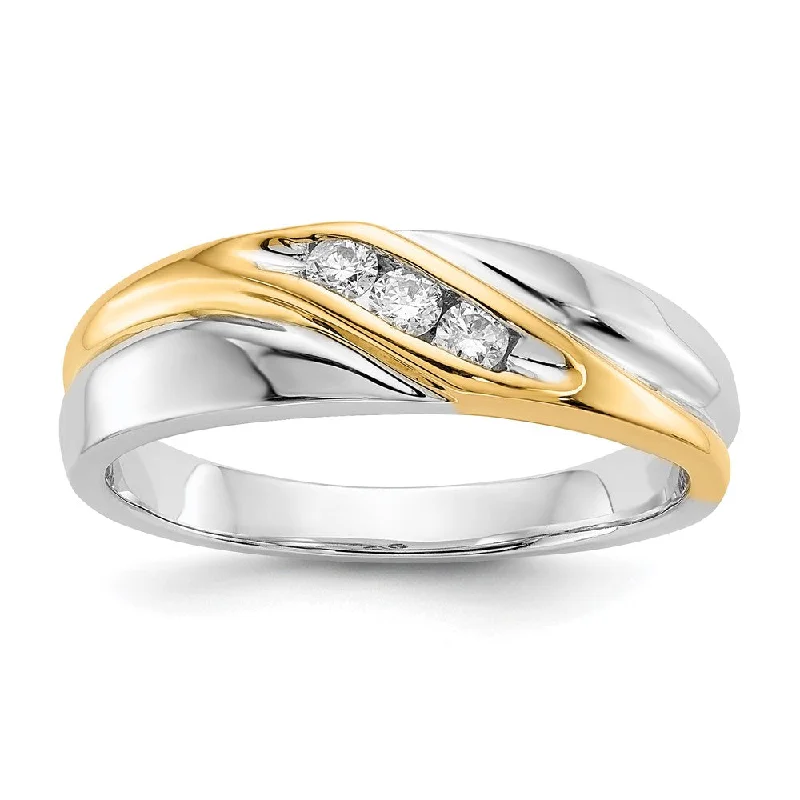 Men's leather - wrapped rings for a rustic charm14K Two-tone Gold  Diamond Mens Ring
