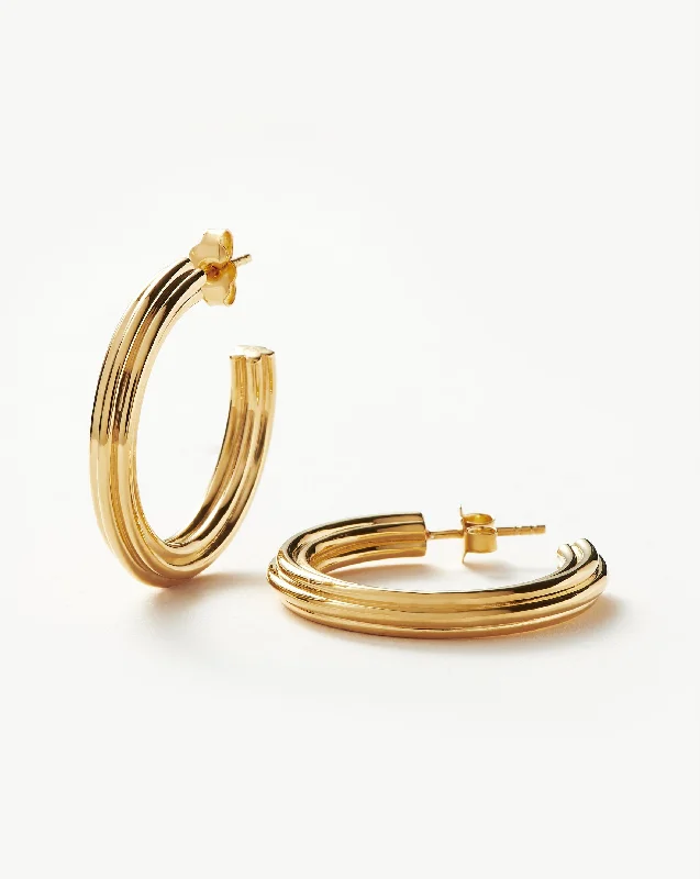 Diamond hoop earringsRidge Medium Hoop Earrings | 18ct Gold Plated