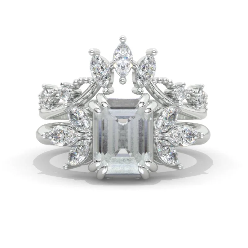 Men's Alexandrite Engagement Rings in Platinum with a Hidden Halo of Diamonds3 Carat Emerald Moissanite Cluster Floral Engagement Ring 14K White Gold Ring Set