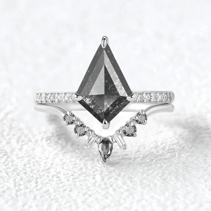 Women's Diamond Rings with Opal Inlays and Diamond Accents for a Mysterious and Iridescent LookSalt and Pepper Diamonds White Gold Engagement Ring Set 2pcs Women's Diamond Rings with Opal Inlays and Diamond Accents for a Mysterious and Iridescent LookSalt and Pepper Diamonds White Gold Engagement Ring Set 2pcs