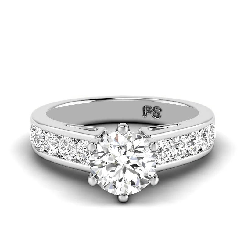 Men's Sapphire Engagement Rings in 18K White Gold with Pave Diamond Accents1.00-2.15 CT Round Cut Diamonds - Engagement Ring Men's Sapphire Engagement Rings in 18K White Gold with Pave Diamond Accents1.00-2.15 CT Round Cut Diamonds - Engagement Ring
