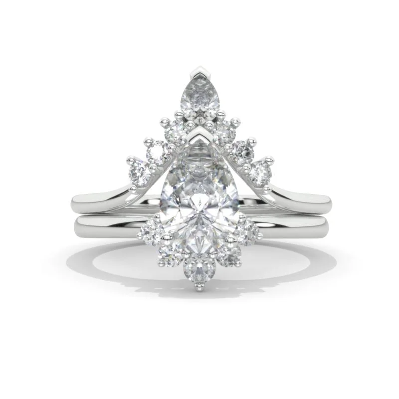 Men's Turquoise Engagement Rings in 925 Silver with a Southwestern - Inspired Band14K White Gold 1.5 Carat Pear Moissanite Halo Twisted Engagement Ring Eternity Ring Set