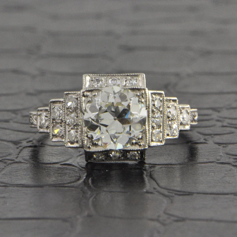 Marquise - cut diamond engagement ring with a split - shank band in platinumAntique Art Deco 1.30 ct. Old European Cut Diamond Engagement Ring in Platinum Marquise - cut diamond engagement ring with a split - shank band in platinumAntique Art Deco 1.30 ct. Old European Cut Diamond Engagement Ring in Platinum