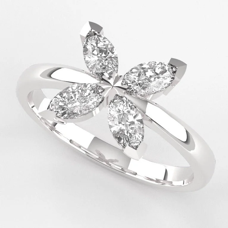 Marquise - Cut Women's Diamond Rings in Palladium for a Unique and Elongated ShapeEthically Sourced Platinum Lab Grown Diamond Petal Ring Marquise - Cut Women's Diamond Rings in Palladium for a Unique and Elongated ShapeEthically Sourced Platinum Lab Grown Diamond Petal Ring