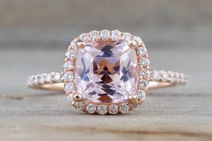 Men's Damascus - steel rings with a unique patternDiamond Cushion Halo Morganite Ring Men's Damascus - steel rings with a unique patternDiamond Cushion Halo Morganite Ring