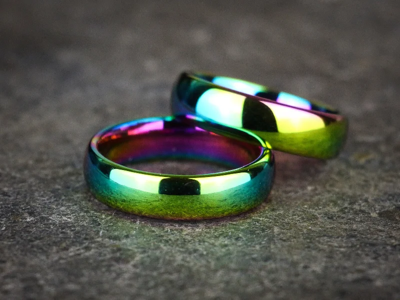 Statement - Making Cocktail Rings for Women with Large Cubic Zirconia6mm Rainbow Tungsten Wedding Ring Domed Polished Wedding Band Statement - Making Cocktail Rings for Women with Large Cubic Zirconia6mm Rainbow Tungsten Wedding Ring Domed Polished Wedding Band