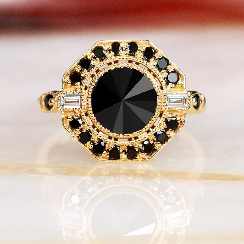 Princess - Cut Women's Diamond Rings in White Gold with a High - Clarity Diamond for a Modern LookCosmic Dust Inverted Natural Black & White Baguette Diamond Ring Princess - Cut Women's Diamond Rings in White Gold with a High - Clarity Diamond for a Modern LookCosmic Dust Inverted Natural Black & White Baguette Diamond Ring