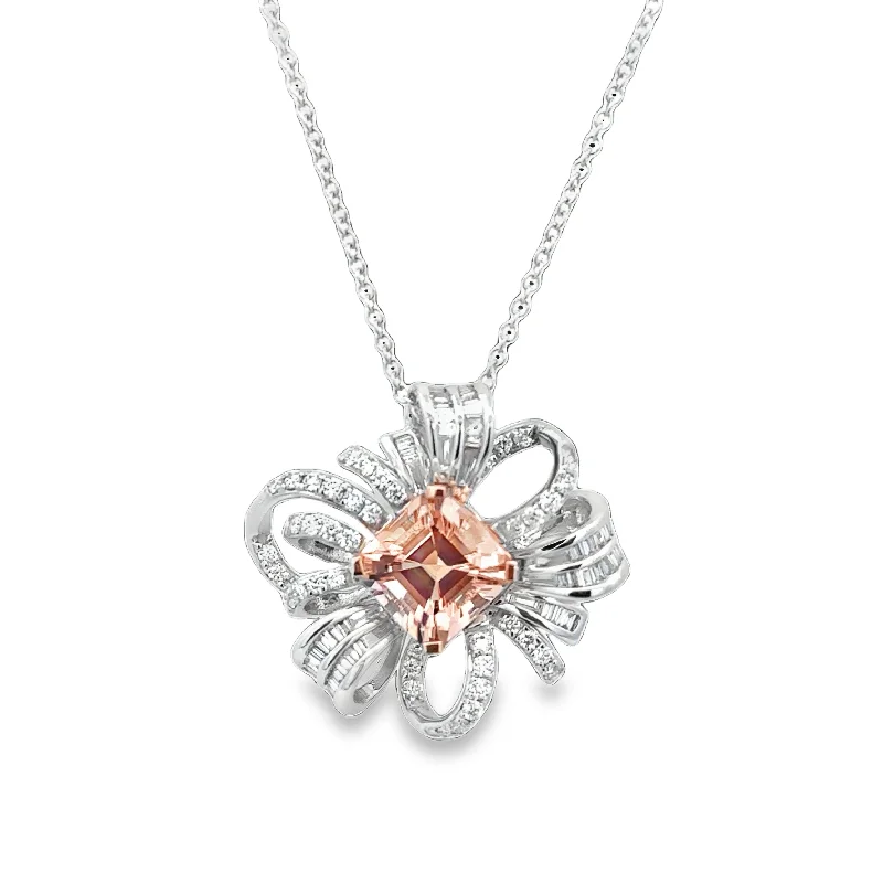 Round - cut diamond engagement ring with a twisted band design in 14K white goldVintage Inspired Morganite and Diamond Pendant in White Gold Round - cut diamond engagement ring with a twisted band design in 14K white goldVintage Inspired Morganite and Diamond Pendant in White Gold