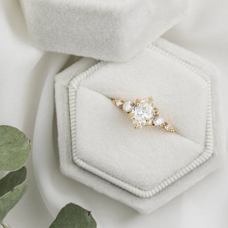 Vintage - Style Women's Diamond Rings with Floral - Engraved Bands and Multiple Diamond AccentsEstel Fleur Grand Ring, GIA Certified 1.20ct Oval Diamond, 14k Yellow Gold (One of a kind) Vintage - Style Women's Diamond Rings with Floral - Engraved Bands and Multiple Diamond AccentsEstel Fleur Grand Ring, GIA Certified 1.20ct Oval Diamond, 14k Yellow Gold (One of a kind)