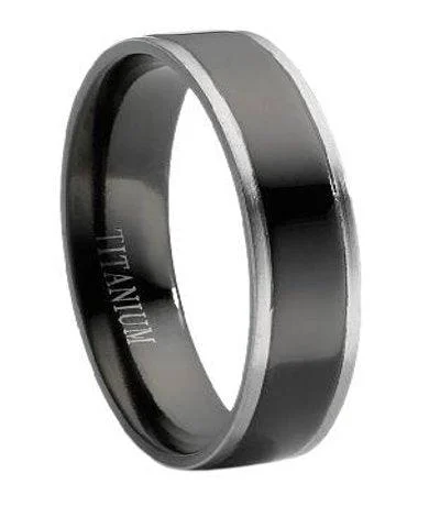 Men's zodiac - sign rings for a personalized touchTitanium Black Men's Ring with Gunmetal Gray Edges -6mm Men's zodiac - sign rings for a personalized touchTitanium Black Men's Ring with Gunmetal Gray Edges -6mm