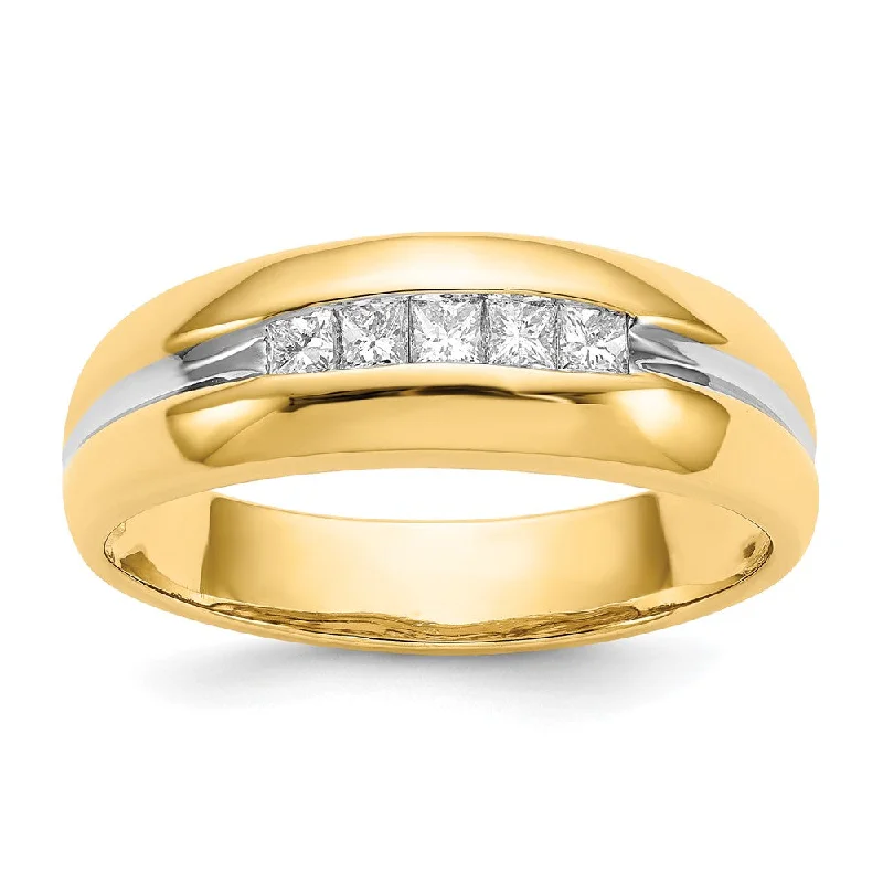Men's black ceramic rings for a modern and edgy look14k Yellow Gold with Rhodium Diamond Mens Ring