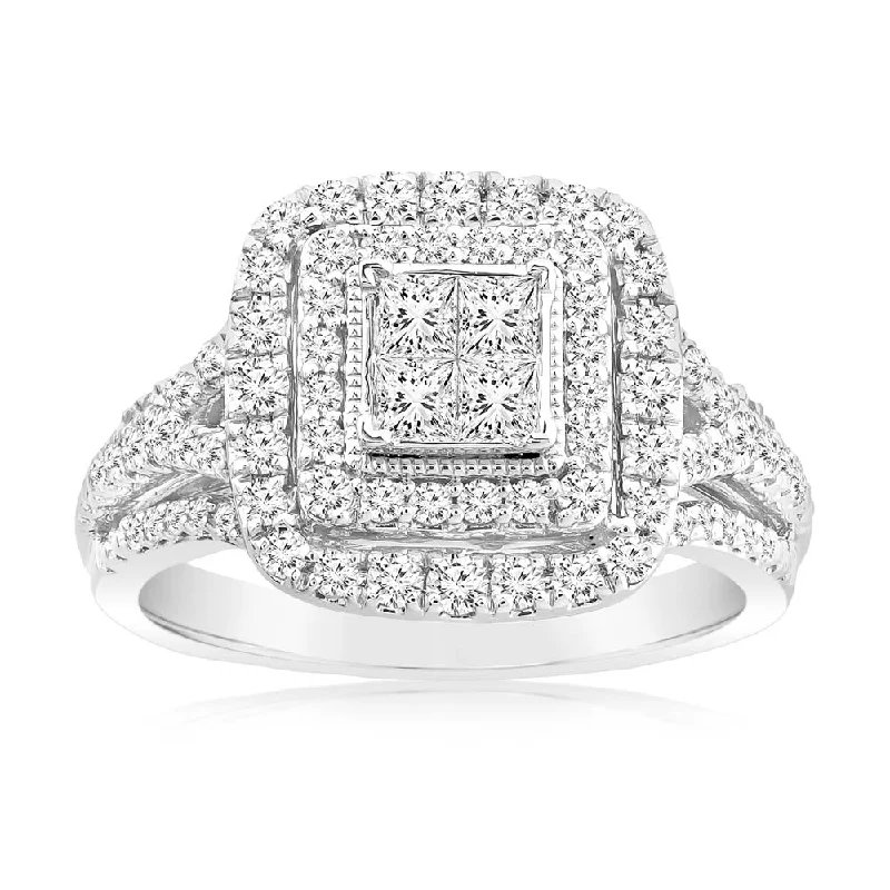 Aquamarine Gemstone Rings in 9K Gold with a Bezel Setting for a Modern and Secure Fit0.95 Carat Diamond Cushion Cluster Ring in 14ct White Gold