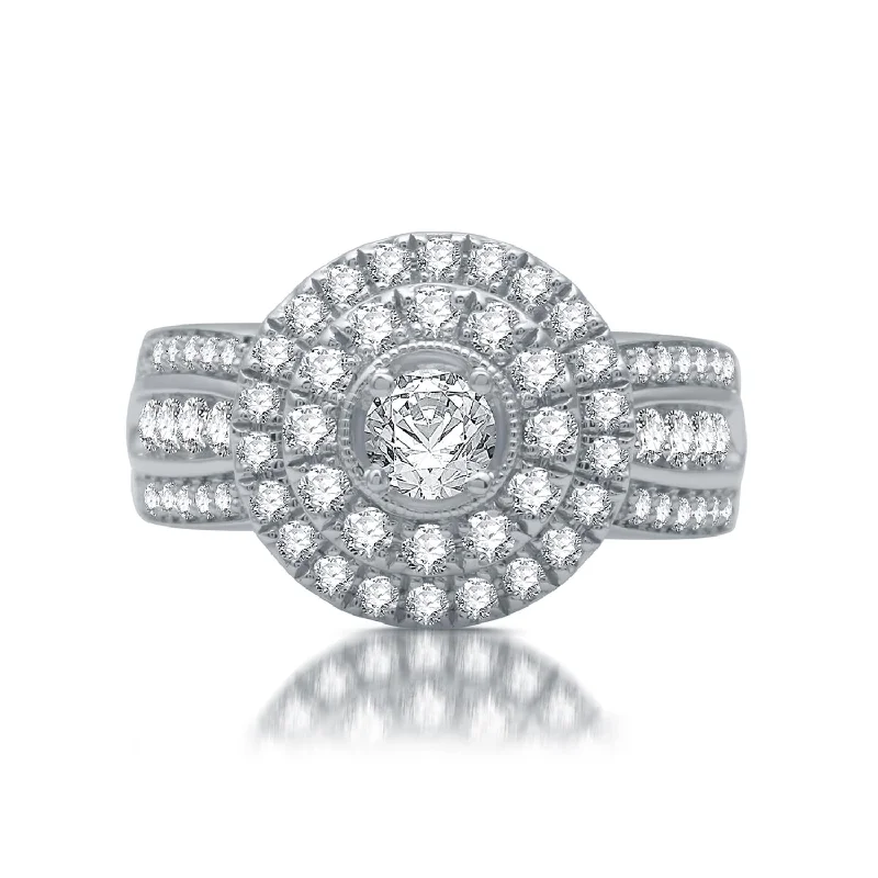 Engagement Rings with Amethyst and Diamond Accents in a Contemporary Setting1 1/4 CTW Diamond Halo Engagement Ring in 10KT White Gold Engagement Rings with Amethyst and Diamond Accents in a Contemporary Setting1 1/4 CTW Diamond Halo Engagement Ring in 10KT White Gold