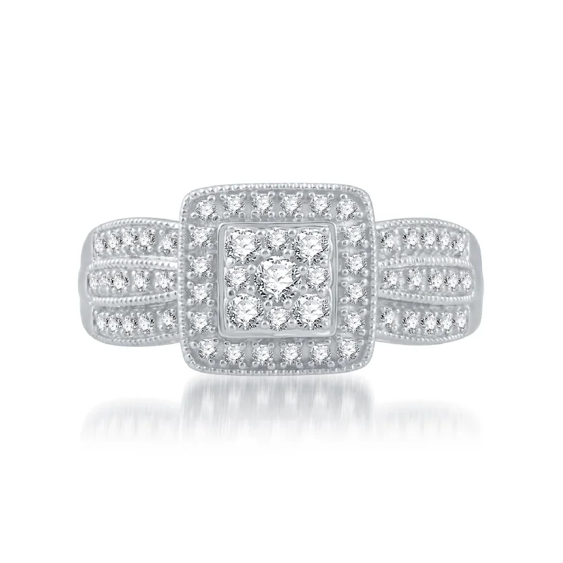 Oval Cut Engagement Rings in Palladium with a Hidden Halo for a Surprise Sparkle1/2 CTW Diamond Halo Cluster Engagement Ring in 10KT White Gold Oval Cut Engagement Rings in Palladium with a Hidden Halo for a Surprise Sparkle1/2 CTW Diamond Halo Cluster Engagement Ring in 10KT White Gold