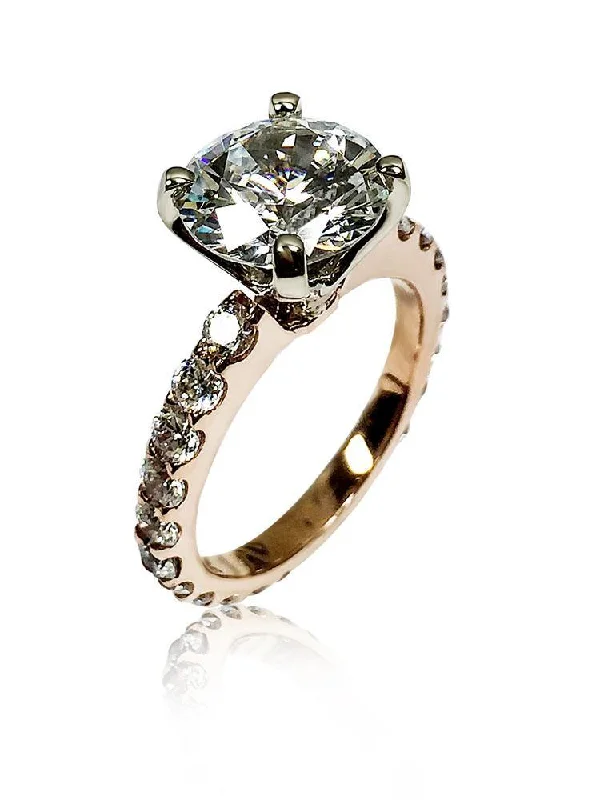 Three - Stone Engagement Rings Symbolizing Love's Past, Present, and Future with Asscher - Cut Diamonds4 Carat Round Cubic Zirconia Blac Chayna Two Tone Rose Gold & White Gold Prong Engagement Ring Three - Stone Engagement Rings Symbolizing Love's Past, Present, and Future with Asscher - Cut Diamonds4 Carat Round Cubic Zirconia Blac Chayna Two Tone Rose Gold & White Gold Prong Engagement Ring
