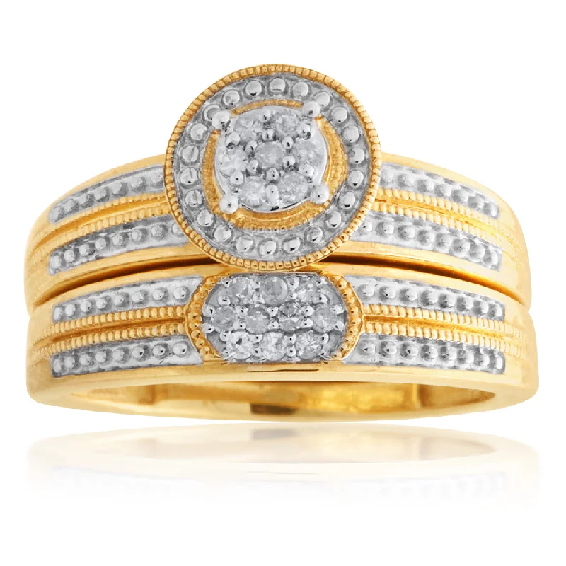 Opal Gemstone Rings in Rose Gold with a Milgrain Edge for a Feminine and Romantic Style9ct Yellow Gold 2-Ring Diamond Bridal set with 17 Diamonds Opal Gemstone Rings in Rose Gold with a Milgrain Edge for a Feminine and Romantic Style9ct Yellow Gold 2-Ring Diamond Bridal set with 17 Diamonds