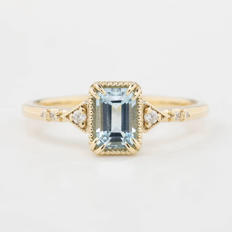 Tourmaline Gemstone Rings in 18K Two - Tone Gold with a Floral - Shaped Setting for a Feminine TouchAgatha Ring 0.60ct Emerald Cut Aquamarine, 14k Yellow Gold Tourmaline Gemstone Rings in 18K Two - Tone Gold with a Floral - Shaped Setting for a Feminine TouchAgatha Ring 0.60ct Emerald Cut Aquamarine, 14k Yellow Gold