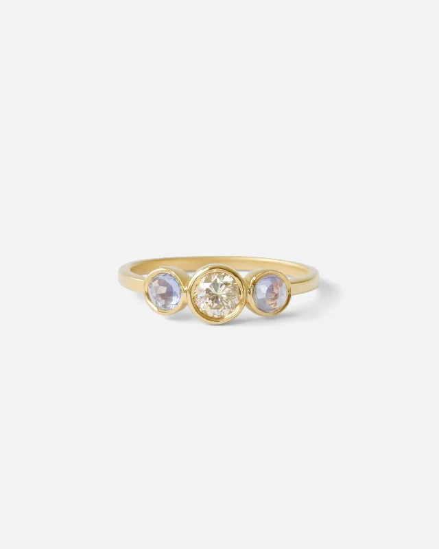Classic Round Cut Engagement Rings with Platinum Prongs and Halo Setting for Timeless EleganceDiamond and Rose Cut Sapphire / 3 Stone Ring Classic Round Cut Engagement Rings with Platinum Prongs and Halo Setting for Timeless EleganceDiamond and Rose Cut Sapphire / 3 Stone Ring