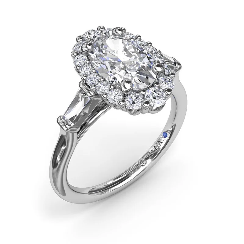Princess Cut Engagement Rings in 18K White Gold with Micro - Pave Side StonesDiamond Baguette Halo Engagement Ring Princess Cut Engagement Rings in 18K White Gold with Micro - Pave Side StonesDiamond Baguette Halo Engagement Ring