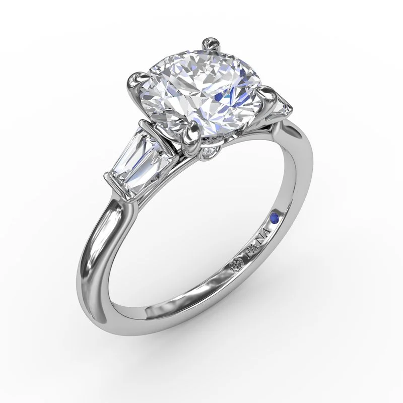 Cathedral - Style Engagement Rings with a Raised Center Stone and Intricate MetalworkDouble Baguette Diamond Engagement Ring Cathedral - Style Engagement Rings with a Raised Center Stone and Intricate MetalworkDouble Baguette Diamond Engagement Ring