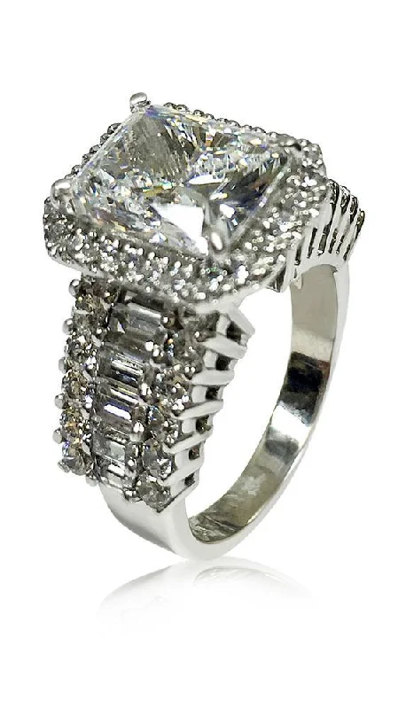 Art Deco Engagement Rings with Geometric Patterns and Baguette - Cut Diamond AccentsHigh Quality cubic zirconia Radiant Cut Platinum Engagement Ring with baguette round stones Art Deco Engagement Rings with Geometric Patterns and Baguette - Cut Diamond AccentsHigh Quality cubic zirconia Radiant Cut Platinum Engagement Ring with baguette round stones