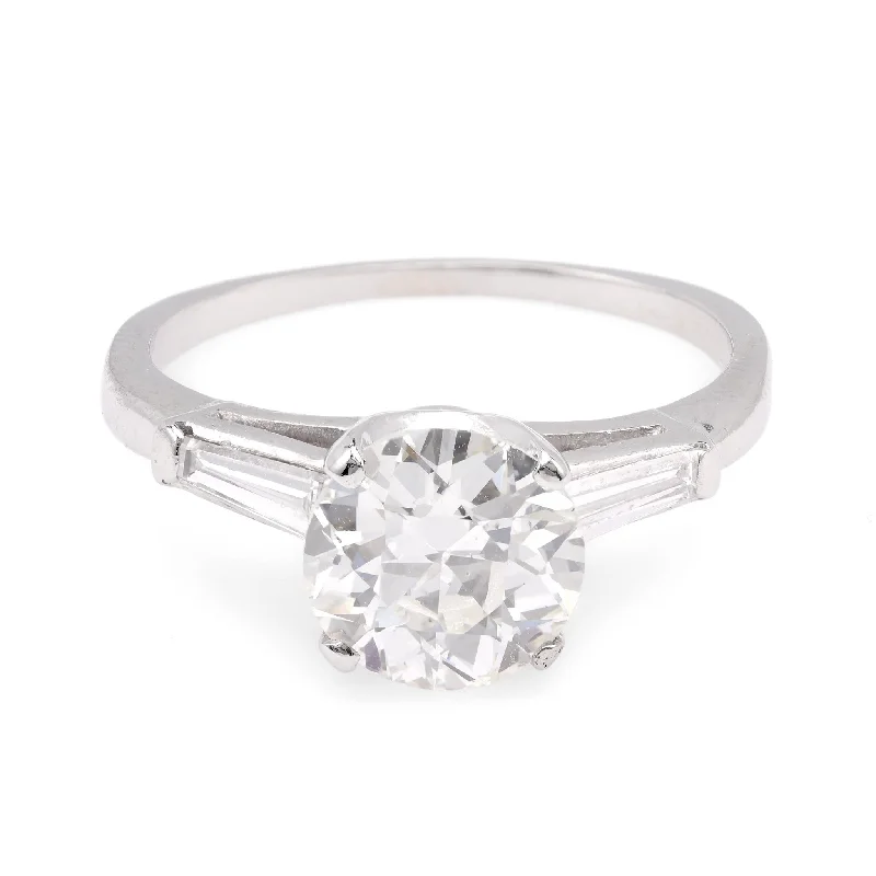 Halo Engagement Rings with a Cushion - Cut Center Diamond and Rose Gold BandMid-Century GIA Old European Cut Diamond Platinum Engagement Ring Halo Engagement Rings with a Cushion - Cut Center Diamond and Rose Gold BandMid-Century GIA Old European Cut Diamond Platinum Engagement Ring