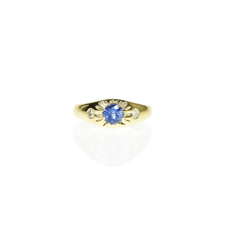 Halo Engagement Rings with a Cushion - Cut Center Diamond and Rose Gold BandSapphire Sunburst Ring with Diamonds