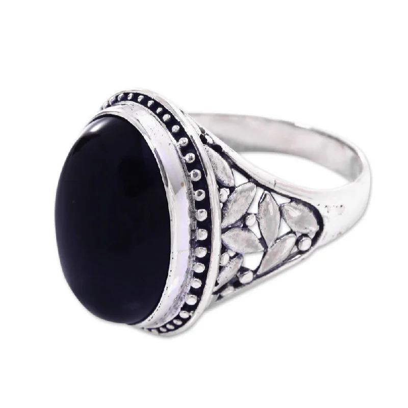 NOVICA Handmade Sterling Silver and polished black Onyx Ring made in Indonesia (Indonesia) NOVICA Handmade Sterling Silver and polished black Onyx Ring made in Indonesia (Indonesia)
