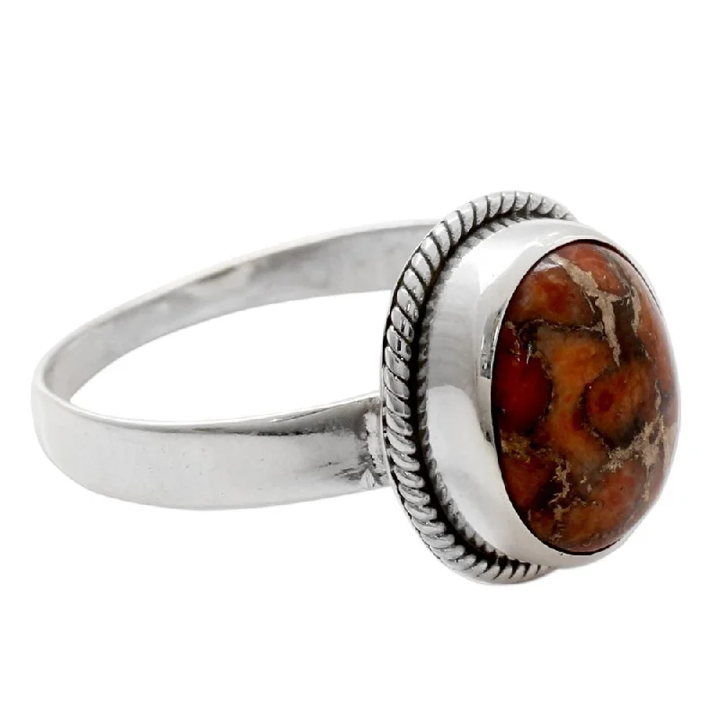 NOVICA Handmade Sterling Silver 'Sunset Sky in Jaipur' Composite Turquoise Ring (India) NOVICA Handmade Sterling Silver 'Sunset Sky in Jaipur' Composite Turquoise Ring (India)