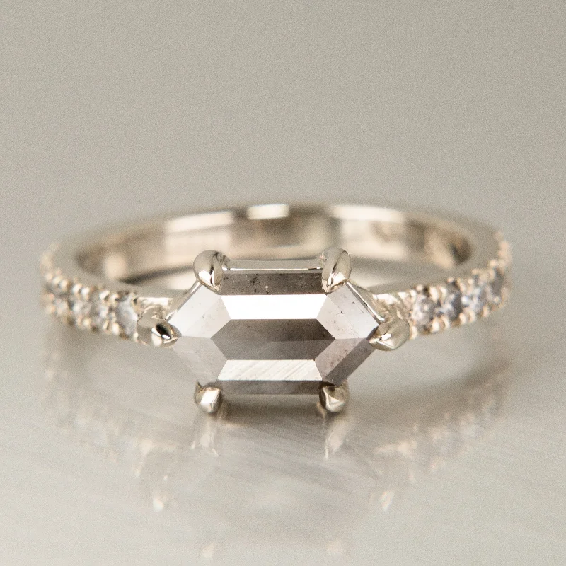 Oval Cut Engagement Rings in Palladium with a Hidden Halo for a Surprise SparkleOmbre Grey Diamond Ring in 14k White Gold Oval Cut Engagement Rings in Palladium with a Hidden Halo for a Surprise SparkleOmbre Grey Diamond Ring in 14k White Gold
