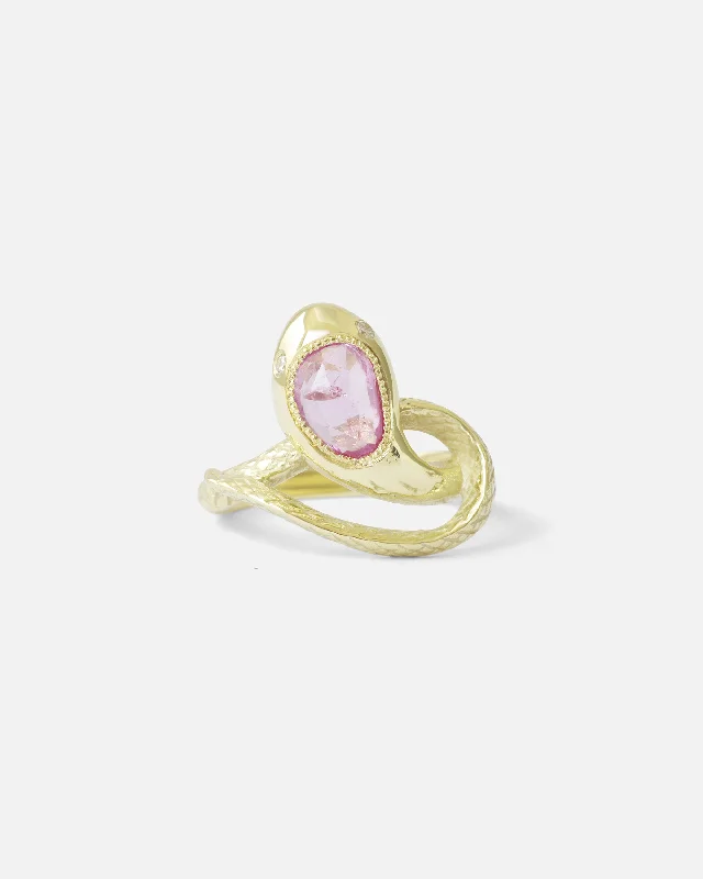 Vintage Cluster Engagement Rings with Antique - Cut Diamonds and Silver FiligreeRose Ophidia Ring / Rose Cut Pink Sapphire