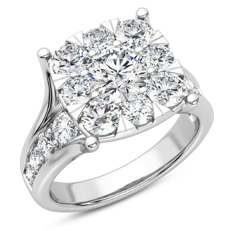 Oval Cut Engagement Rings in Palladium with a Hidden Halo for a Surprise SparkleSignature EcoLove 2 1/2 CTW Lab Grown Diamond Cluster Engagement Ring in 14KT White Gold Oval Cut Engagement Rings in Palladium with a Hidden Halo for a Surprise SparkleSignature EcoLove 2 1/2 CTW Lab Grown Diamond Cluster Engagement Ring in 14KT White Gold