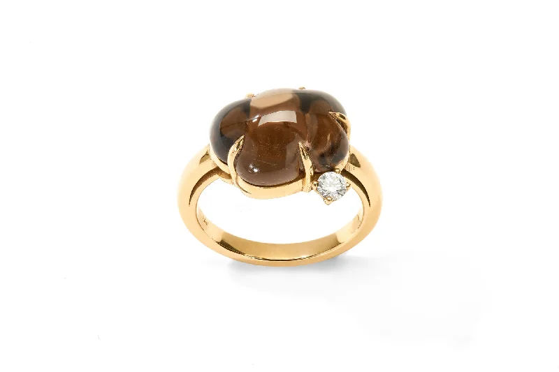 Emerald Gemstone Rings Set in Platinum with Filigree Work for a Vintage - Inspired LookCloud 18K Gold Ring w. Smokey Quartz & Diamond Emerald Gemstone Rings Set in Platinum with Filigree Work for a Vintage - Inspired LookCloud 18K Gold Ring w. Smokey Quartz & Diamond