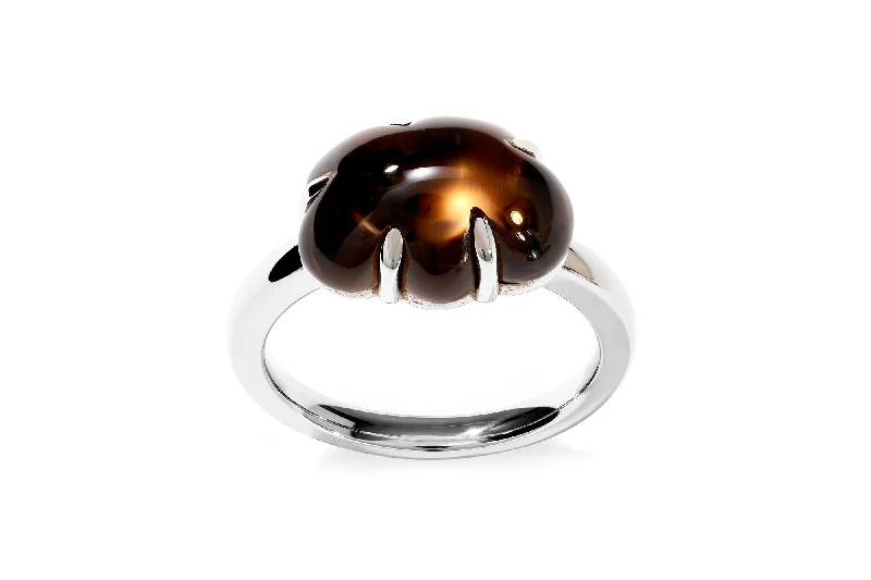 Moonstone Gemstone Rings in Silver - Plated Copper with a Celtic - Inspired Pattern for a Mystical VibeCloud 18K Whitegold Ring w. Smokey Quartz Moonstone Gemstone Rings in Silver - Plated Copper with a Celtic - Inspired Pattern for a Mystical VibeCloud 18K Whitegold Ring w. Smokey Quartz