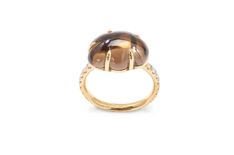 Moonstone Gemstone Rings in Silver - Plated Copper with a Celtic - Inspired Pattern for a Mystical VibeCloud Pavé 18K Gold Ring w. Smokey Quartz & Diamonds Moonstone Gemstone Rings in Silver - Plated Copper with a Celtic - Inspired Pattern for a Mystical VibeCloud Pavé 18K Gold Ring w. Smokey Quartz & Diamonds
