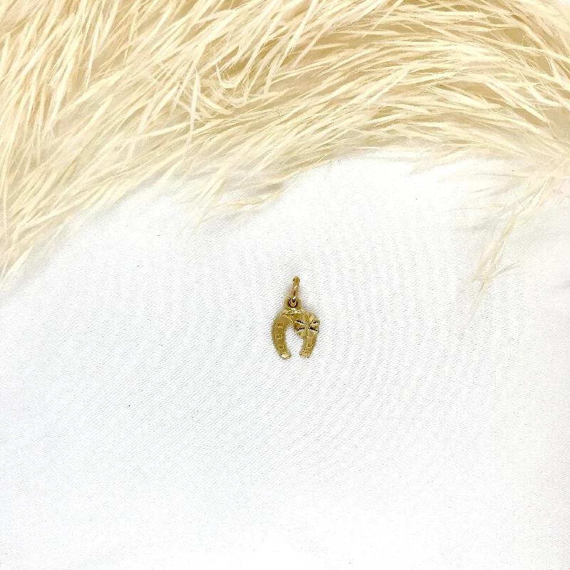 Laser - Cut Woodland Scene Pendant for Nature Enthusiasts10k Gold Horseshoe with Four Leaf Clover Pendant Laser - Cut Woodland Scene Pendant for Nature Enthusiasts10k Gold Horseshoe with Four Leaf Clover Pendant