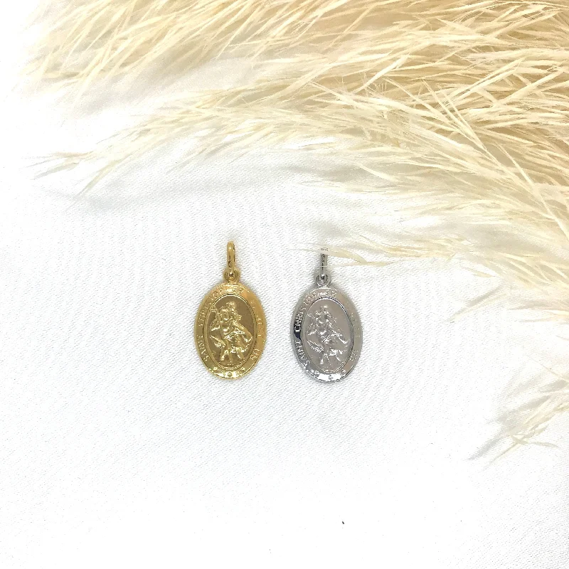 Gothic - Style Skull Pendant with Red Enamel Accents for Alternative FashionEngravable- 10k Gold Oval St. Christopher Pendant Gothic - Style Skull Pendant with Red Enamel Accents for Alternative FashionEngravable- 10k Gold Oval St. Christopher Pendant