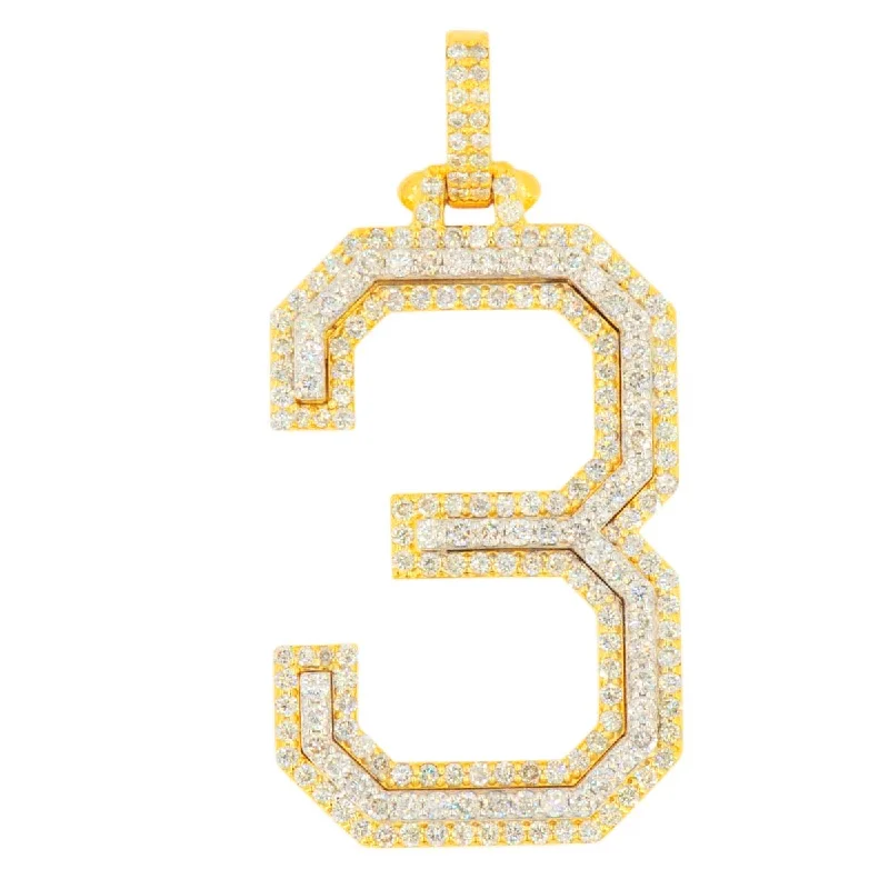 Adjustable - Chain Cubic Zirconia Solitaire Pendant for a Sparkling Gift10K Yellow Gold Si Diamond Number 3 Pendant Adjustable - Chain Cubic Zirconia Solitaire Pendant for a Sparkling Gift10K Yellow Gold Si Diamond Number 3 Pendant