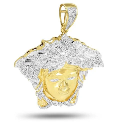 Handmade Leather - Wrapped Crystal Pendant for a Bohemian Aesthetic10KY 1.05CTW DIAMOND MEDUSA PENDANT Handmade Leather - Wrapped Crystal Pendant for a Bohemian Aesthetic10KY 1.05CTW DIAMOND MEDUSA PENDANT
