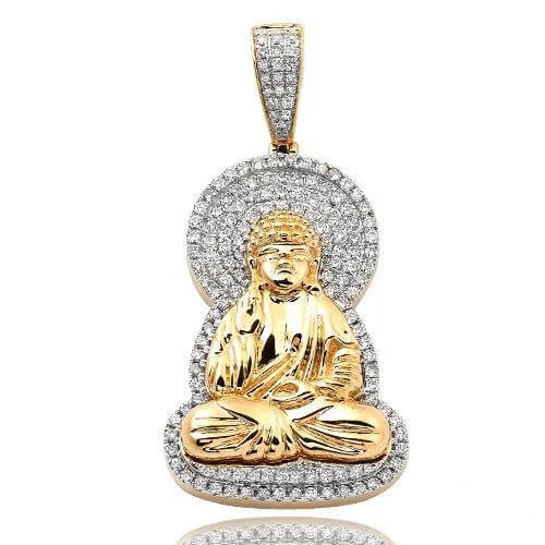 Laser - Cut Woodland Scene Pendant for Nature Enthusiasts10KY 1.25CTW DIAMOND SITTING BUDDHA PENDANT Laser - Cut Woodland Scene Pendant for Nature Enthusiasts10KY 1.25CTW DIAMOND SITTING BUDDHA PENDANT