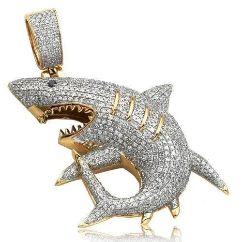 Handmade Leather - Wrapped Crystal Pendant for a Bohemian Aesthetic10KY 2.85CTW DIAMOND SHARK PENDANT Handmade Leather - Wrapped Crystal Pendant for a Bohemian Aesthetic10KY 2.85CTW DIAMOND SHARK PENDANT