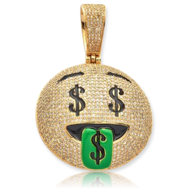 Adjustable - Chain Cubic Zirconia Solitaire Pendant for a Sparkling Gift10KY 3.15CTW DIAMOND MONEY FACE EMOJI PENDANT Adjustable - Chain Cubic Zirconia Solitaire Pendant for a Sparkling Gift10KY 3.15CTW DIAMOND MONEY FACE EMOJI PENDANT